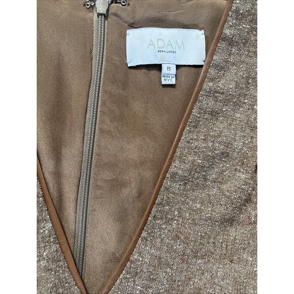 3758 Adam Adam Lippes Womens Brown Wool Silk V Neck Shift Dress 8 - Picture 2 of 8